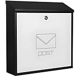 YCYRF Briefkästen mit Schlüsselschloss, Abschließbarer Wandbriefkasten, Großes Fassungsvermögen, Metall Postkasten für Wohnung, Haus, Büro, Geschäft 37×10×37cm Schwarz und Weiß
