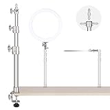 Neewer Tisch Montagestativ 50 bis 116,5cm Verstellbarer Tischständer aus Aluminiumlegierung mit 1/4' bis 3/8' Adapter und C-Klammer für Ringlicht-/Videolicht-/DSLR-Kamera, max Belastung: 4kg (Silber)
