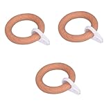 WEKADRIN 3 Stück Teiliges Gardinenringe aus Massivem Holz Robuste Runde Holzringe für Vorhangstangen Langlebige Aufhänger für Fensterdekoration und Einfache Montage