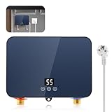 Elektrischer Durchlauferhitzer, 6000W 220V Mini Instant Elektro Wassererhitzer, Untertischboiler Dusche Heißwassersystem für Dusche Küche Garten, mit Ablesbarer Led-Temperaturanzeige