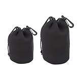 Objektivtasche, Neopren Objektivbeutel, Objektiv Tasche, Kamerazubehör Schutz für Objektiv, Wasserdichte Schutzbeutel für Kamera Objektiv, Zubehör für DSLR-Kameraobjektiv, Schwarz, 2 Größen, 2 Stück