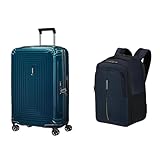 Samsonite Neopulse & Guardit 3.0 - Koffer, 69 cm, 69 L & Ryanair Handgepäck mit Laptopfach 14,1', 25 x 20 x 40 cm, 24 L - Business Reise-Set - Blau