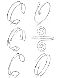 Hebterrka Oberarmreif Silber Set Oberarmreif Armreif mit 6 Silbernen Armreifen,Verstellbar und Minimalistisch,Boho Armreif Silber 925 Damen,Wickelarmband Damen