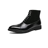 LMUIPMAA Herren Oxford Kleid Stiefelette Leder Schnürung Mittelhohe Chukka-Stiefelette Business-Arbeitsschuh,Schwarz,39 EU