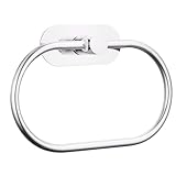 EOLAX Handtuchring Badezimmer, Selbstklebender Handtuchhalter Wandmontage, Badetuchhalter Edelstahl, Hardware Zubehör ohne Bohren, Moderne Runde Handtuchhalterung, Chrom