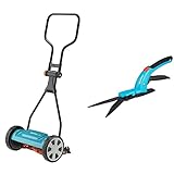 Gardena Classic Spindelmäher 330: Handrasenmäher mit 33cm Arbeitsbreite für bis zu 150 m² Rasenfläche(4027-20) & Comfort Grasschere: Hochwertige Schere mit Wellenschliff-Schneidmesser(8733-20)
