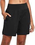 baleaf Damen Laufshorts Laufhose Kurz Sporthose mit 4 Taschen Jogginghose Sport Shorts mit Innenslip Schwarz M