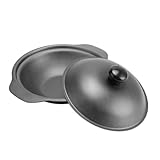 SAFIGLE Gusseiserner Bräter Gelb Schmortopf für Hähnchenreis Hitzebeständiger Kleiner Schmortopf mit Deckel Energiesparender Vielseitiger für Gesundes Kochen