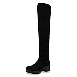 SCARPE VITA Damen Stiefel Overknees Leicht Gefütterte Boots Plateau Vorne 167762 Schwarz 40