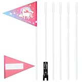 Fahrrad Fahne Kind Sicherheitswimpel Kinderfahrrad Einhorn Fahrradwimpel Mädchen Reflektierend Fahrradfahne Zubehör für Kinderfahrrad Rosa ca.180 cm