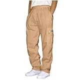 Jogginghose Herren Sommer Jogging Hose Sporthose Sportbekleidung Leichte Sommerhose Sport Hosen Modische Freizeithose Herrenhose Khaki S