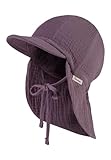 Sterntaler Schirmmütze Nacken Musselin - Mädchen Mütze aus Baumwoll Musselin (Bio) - UV-Schutz 50+ Sonnenhut mit Nackenschutz - Kinder Sommer Kopfbedeckung - pastellviolett, Größe 51