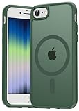 Natiiozie Magnetisch Hülle Kompatibel mit iPhone SE 3/2(2022/2020), iPhone 8/7, Matt Handyhülle Kompatibel mit MagSafe, Stoßfest Kratzfest Schutzhülle Nie Vergilbung Rückseite Dünn Case Grün
