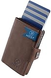 WEST® Slide Braun - Slim Wallet mit Münzfach für Herren - Kreditkartenetui RFID Schutz - Geldbeutel Herren Klein für 9 Karten - Smart Wallet - Mini Geldbörse Herren - Kartenetui Herren mit Münzfach