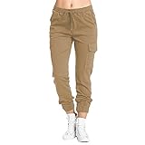 Damenhose, Business-Hose, Freizeithose, Jogger, Klettern, Schlitz, Reißverschluss mit Taschen, Skinny Gürtel, mehrfarbig, Kordelzug, elastische Taille, schmal, Stretch, Arbeit, khaki, L