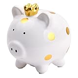 Xzeemo Sparbüchse, Keramik Sparschwein kleine, Sparschwein Kinder, Kleine Glücksschwein Spardose für Mädchen, Süße Münze Sparbüchse Geschenk für Jungen Mädchen Erwachsene, Geschenkidee (Weiss)