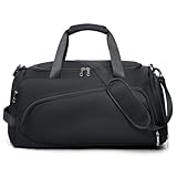 Sporttasche Herren und Damen - Sporttasche Rucksack - Reisetasche - Weekender Duffle Bag - Gym Bag mit Schuhfach und Nassfach - 50 x 28 x 25 cm - Schwarz