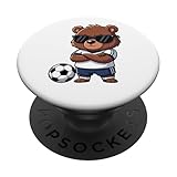 Niedlicher Cartoon-Bär-Fußballspieler, cool PopSockets Klebender PopGrip