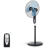 Brandson - Standventilator mit Fernbedienung Standlüfter - Ventilator höhenverstellbarer Standfuß - Neigungswinkel verstellbar - 50W - 3 verschiedene Geschwindigkeitsstufen - Oszillationsfunktion 80°