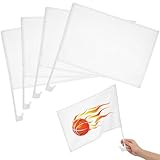 CLISPEED Leere Auto-Flagge, 8 Stück Leere Stick Flags Kleine | Blanko-Flaggen | Solide Weiße Autofenster-Fahrzeug-Flagge Handgehalten Fahnen auf Stick für Party Sport Clubs Festival Events