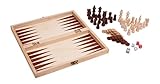 small foot Spielesammlung Spieleklassiker 3 in 1 im Holzkoffer, mit Schach, Dame und Würfelspielen, 2 Spieler, 3453, Braun,rot,holzfarbe