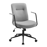 SONGMICS Bürostuhl, Computerstuhl, PU-Oberfläche, leicht zu reinigen, höhenverstellbar, Bequeme Rückenlehne und gebogener Sitz, bis 150 kg belastbar, Taubengrau OBG031G01