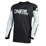 O'NEAL | Motocross-Trikot | Enduro MX | Atmungsaktives Material, gepolsterter Ellenbogenschutz, Passform für maximale Bewegungsfreiheit | Element Jersey Threat | Erwachsene | Schwarz Weiß | Größe L