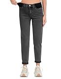 FABRACK Damen Umstandsjeans Mid-Rise Stretchy Boyfriend Jeans Unterbauch Schwangerschaft Denim Hose mit elastischem Einsatz, Verwaschenes Schwarz, X-Groß