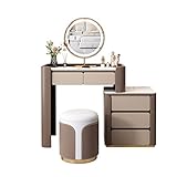 Kosmetikspiegel mit Beleuchtung Kommode aus Holz, Schlafzimmer, einfache kleine Wohnung, Schminkspiegel, Aufbewahrungsschrank, Schminktisch mit Schublade, Seitenschrank, Schminkhocker, Kommode Kosmeti