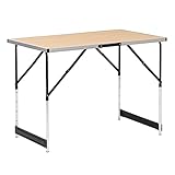 WOLTU® Campingtisch Klapptisch Gartentisch Arbeitstisch Balkontisch höhenverstellbar Aluminium Stahl MDF Hell Eiche CPT8121hei