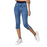 Nina Carter P516 Damen Capri Slim Fit Jeanshosen HIGH Waist Sommer Jeans (Blau (P516-5), M)