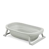 hauck Faltbare Babybadewanne Wash N Fold M für Babys und Kleinkinder bis 16 kg, Ablaufstöpsel mit Farbwechsel bei Hoher Temperatur, Weiche Materialien, 80 x 48 x 25 cm (Sage)