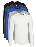 Lower East Herren LE133 Langarmshirt, Schwarz/Rauchblau/Königsblau/Hellgrau Melange/Weiß (5er Pack), L