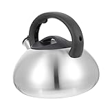 HOLIDYOYO Edelstahl Flötenkessel Großer Wasserkocher Für Zuhause Geeignet Für Gas Und Induktionsherde Silberfarben Hohe Kapazität Ideal Zum Kochen Von Wasser