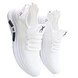 Sportschuhe für Herren, lässig, Sport, klassisch, atmungsaktiv, Sicherheitsschuhe, bequem, lässig, leicht, breit, speziell für Fitnessstudio, Tennis, Laufen, Geschenk, weiß, 43 EU