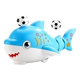 Schwebende Blasröhren Bälle, Haifisch für Kinder, Luftbetrieben STEM Baukasten Farbwechsel Licht Ton Feinmotorik für Kleinkinder Kinder Erwachsene