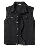 KTWOLEN Herren Denim Weste Vintage Jeans Weste Outdoor Biker Weste Freizeit Ärmellose Jacke Motorradweste Truckerweste Jeansweste für Männer, Schwarz, L