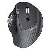 ProtoArc EM01 NL Trackball Maus, Verstellbarer Winkel Maus, 2.4G USB Kabellos & 2*Bluetooth, Daumensteuerung, 5 DPI Einstellbar, Wiederaufladbare Rollerball Mouse - Schwarz