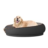 XXL Kuscheliges Hundebett Rund mit Rand für Grosse Hund, 110cm Donut Hundekorb Waschbar mit Doppelseitiges Kissen für Menschen, Hundekissen rutschfest (Schwarz, XXL)