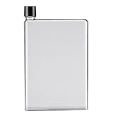 Gugxiom A5 Flache Wasserflasche 750 Ml, Auslaufsichere Stilvolle Klare Wiederverwendbare Flache Wasserflaschen, Kunststoff Transparente Tragbare Saftbecher(Weiß)