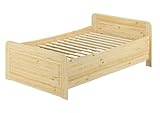 Erst-Holz Seniorenbett extra hoch 120x200 Einzelbett Holzbett Massivholz Kiefer Bett mit Rollrost 60.42-12