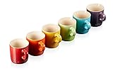 Le Creuset Becher-Set mit Henkel, 6-teilig, Je 350 ml, Steinzeug, 12 cm Höhe, Regenbogen