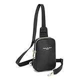 INICAT Unisex-Erwachsene Leather Sling Bags Schultertasche, Echtes Leder, Schwarz