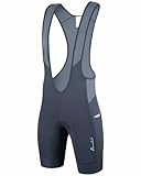 Przewalski Fahrrad-Trägerhose für Herren, mit Handytaschen, 4D-gepolstert, atmungsaktiv, Fahrrad-Trägerhose, Grau mit Taschen, 3X-Groß