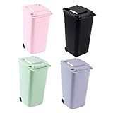 CLISPEED 4 Stück Teiliges Mini Mülltonnen Kunststoff mit Deckel Geruchsschutz Tischabfalleimer für Küche Bad Büro Schlafzimmer Vielseitig Verwendbar Zufällige Farbe Zufällige Farbe