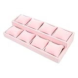 HOMOCONO Kreatives Doppelschicht Schmuckdisplay Tablett Trapezform Velour Schmuckaufbewahrung für Ringe Armbänder und Ohrringe Langlebig und Praktisch für Zuhause