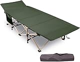 campMax Übergroß Feldbett für Erwachsene, XXL Breit Faltbar Campingbett 190 x 71 x 28 cm - bis 226kg Belastbar,Campingliege mit Seitentasche Tragetasche für Camping Reisen Outdoor, grün