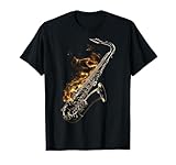 MusicTastiX Saxophon T-Shirt, Unisex, Schwarz, S, Kurzarm, Klassisch, T-Shirt, 15-44.5, Klein, Regular, Pull-On, 1 Count, 0 Taschen, Stretch, Erwachsene und Kinder
