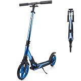 Lamborghini Roller Kinder 8 Jahre Cityroller, 200mm Großräder, Klappbar, Höhenverstellbar, mit Ständer & Federung, Stabiler Aluminium-Scooter, Tretroller Erwachsene bis 100kg