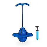 Relaxdays Pogo Ball, Kinder, bis 100 kg, Hüpfspielzeug Outdoor, Hüpfball mit Griffen, HBT: 74x39x29 cm, Fun Jumper, blau